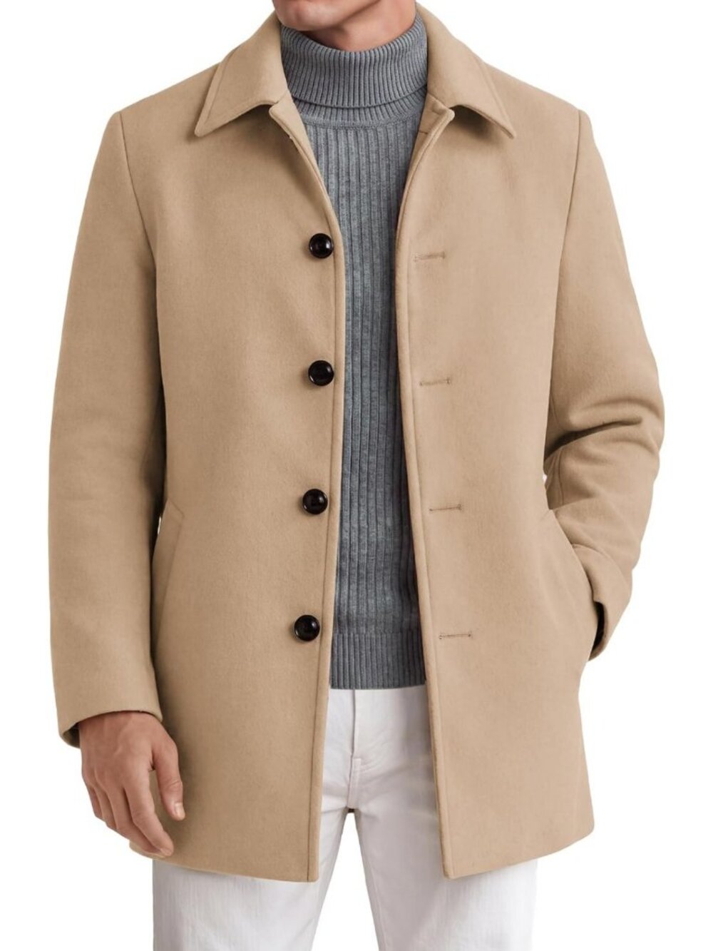 Stylish Slim Fit Men's Winter Pea Coat | Mid-Length Trench Overcoat for Cold